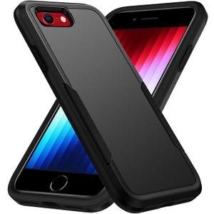 iPhone SE 2020/2022 Case, Heavy Duty Shockproof Protection, 4.7-inch Wireless Charging Compatible - Black