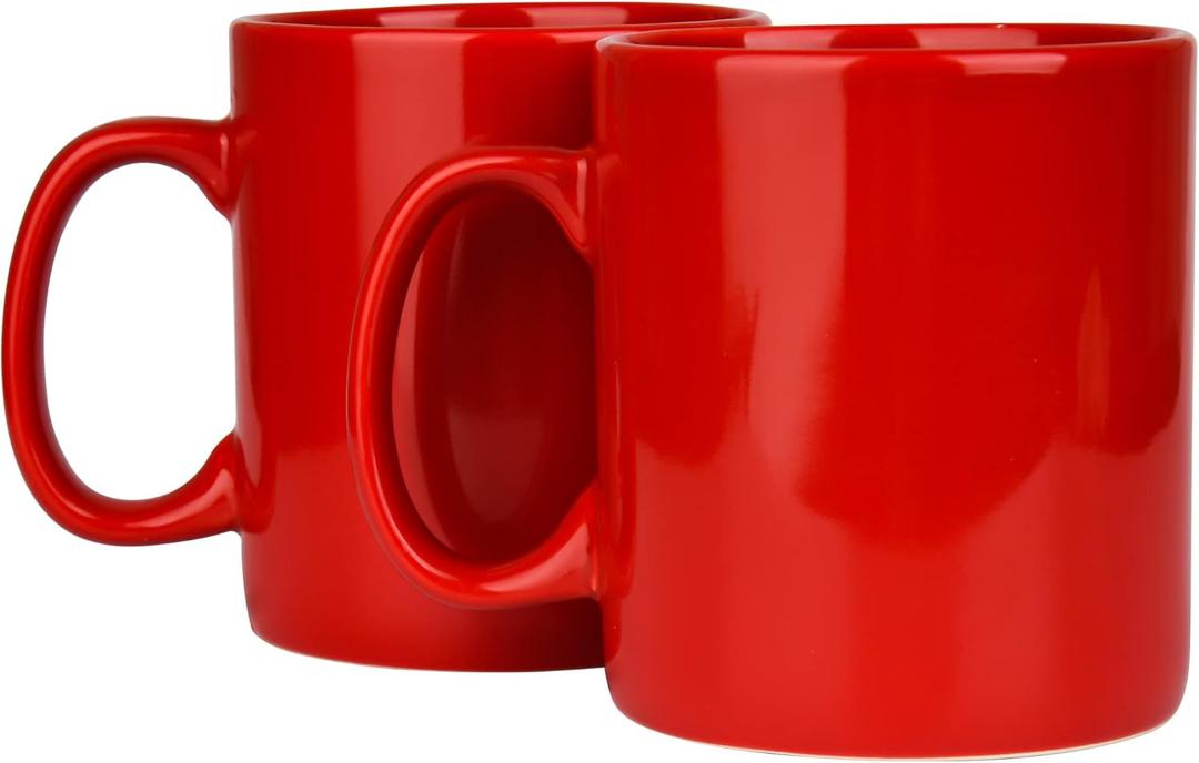 BYCNZB 30oz Super Large Ceramic Coffee Mugs Large Handles Set of 2 (Red)