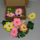 25 PCS Flower Cake Topper Hawaiian Cake Decorations with Palm Leaves Hibiscus Flowers Balls for Hawaii Aloha Jungle Summer Theme Wedding Birthday Baby Shower (Multicolour)