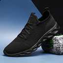 RJYWGS Running Shoes Womens Mens Walking Tennis Gym Sneakers Slip On Comfortable Lightweight Athletic Workout Casual Fashion Sports Shoes, Black, Size Women 9/ Men 8