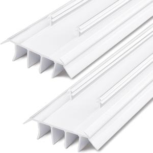 Pushglossy 2 Pcs Kerf Style Door Bottom 36" Long 1 3/4" Wide Replacement Threshold Seal with Vinyl Fins Weatherstrip Draft Stopper for Interior Exterior Doors(White)