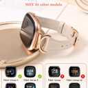 Minyee Leather Bands Compatible with Fitbit Versa 4/Versa 3/Fitbit Sense 2/Sense Band Women, Slim Thin Dressy Designer Premium Leather Strap with C-Shape Metal Buckle for Versa 3 4 Sense 2 Smartwatch