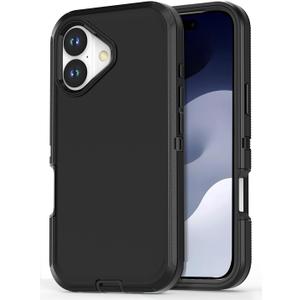 Designed for iPhone 17 Case,[Without Screen Protector] Shockproof/Dust/Drop Proof 3-Layer Full Body Protection Rugged Heavy Duty Phone Case Cover for iPhone 17 6.3", Black