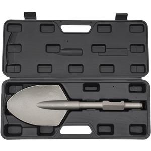 Clay Spade, 17.3" x 5.3" Steel Drill Shovel Bit,1-1/8 in Hex Shank Chisel Bit with Carrying Case, for Digging in Gardening, Backyard Landscaping on Clay Gravel Soil Sandstone