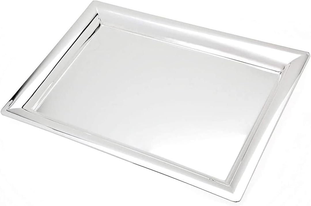 Le'raze Elegant Mirrored Rectangular Silver Tray, Perfect for Whiskey Decanter, Serving, Vanity Set, Candle Tray, and Organizing