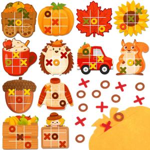 Capoda 24 Pack Fall Party Favors Pumpkin Maple Strategic Board Autumn Thanksgiving Desk Favors for Fall Harvest Goody Bag Stuffers Autumn Birthday Party Gift (Cute)