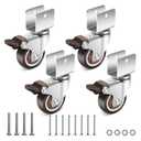 Nefish 2 Inch Caster Wheels with 3/4 (20 mm) U Bracket, Small Rubber Casters Set of 4 with Brake, 360 Degree Ball Bearing Plate Swivel Castors Wheels, Crib Caster Wheels for Dresser, Cabinet, Desk