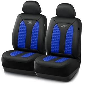 Skechers Memory Foam™ Car Seat Covers, Hexcomb Breathable Thick Seat Covers Two Front Seat Covers, Airbag Compatible, Automotive Comfort & Protection for Most Cars,Van,Trucks, SUVs (Blue,Two Front)