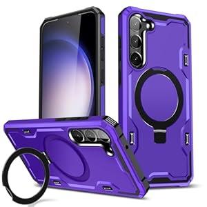 Lokyoo for Samsung Galaxy S23 Case, [Compatible with Magsafe] [Invisible Built in Stand & Ring Holder] MIL-Grade, Dual Layer Shockproof Full Protective Case for Galaxy S23-Purple