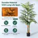5FT Artificial Palm Tree Tall Plant with Planter & Moss, Realistic 2-Trunk Artificial Tree with Lights, Lifelike Leaves Fake Palm Tree, Low Maintenance Palm Tree Decor for Home Office Living Room