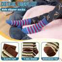 Eyean Kids Fuzzy Socks Non Slip Soft Fluffy Slipper Grips Socks Warm Plush Cozy Cabin Boy Girls Crew Socks 6 Pairs (8-12 Years, Colorful Stripes)