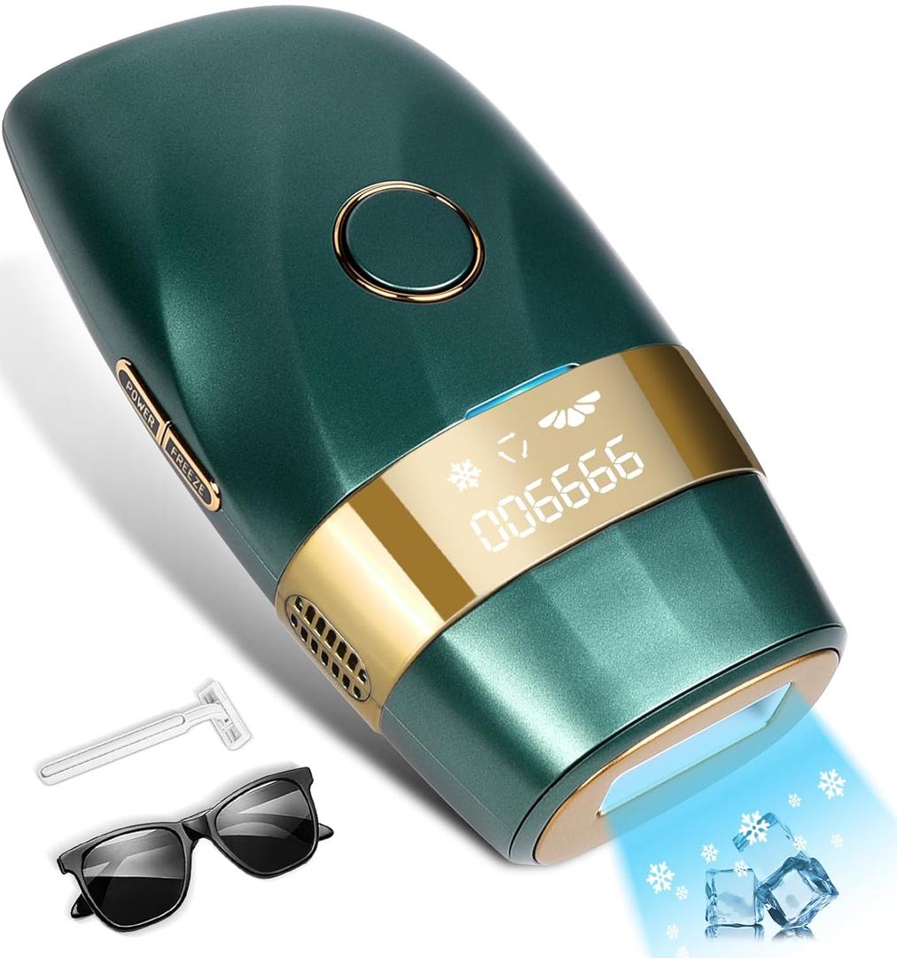 Laser Hair Removal for Women and Men : New Upgraded at Home Use IPL Hair Removal Device Permanent & Protection - 5 Levels Laser Hair Removal for Face Legs Arms and Whole Body Green