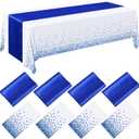 Breling 8 Pack Royal Blue Disposable Plastic Tablecloths and Satin Table Runner Set, 54 x 108 Inch Tablecloth, 12 x 108 Inch Table Runners for Wedding Graduation Birthday Baby Shower New Year