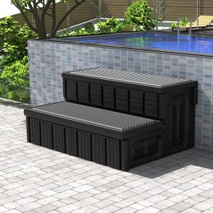 Hot Tub Steps, Outdoor Spa Steps with Storage, Non-Slip & Sturdy Hot Tub Stairs, 36 Inches Long