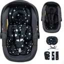 THE KENKYO Infant Insert with Extra Headrest, Adjustable Baby Car Seat Head Support with Shoulder Pads Set, Breathable Air Mesh Car Seat Insert for Newborn (Black Star)