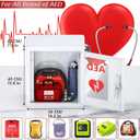 NLShan AED Cabinet Wall Mount: Steel Defibrillator Storage Case with PVC Clear Window and Handle - for Hospitals/Schools/Offices (14.2" Wx7.9 Dx15.8 H)