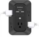 Surge Protector Outlet Extender - Addtam 5-Outlet Splitter with 4 USB Wall Charger(2 USB-C Ports), Multi Plug Outlet Power Strip for Home, Dorm Room Essentials, Black