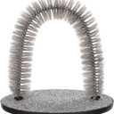 Trixie Cat Massager and Self Grooming Arch, Bristle Ring Brush, Carpet Base Scratcher, Cat Self Groomer, Gray, Small