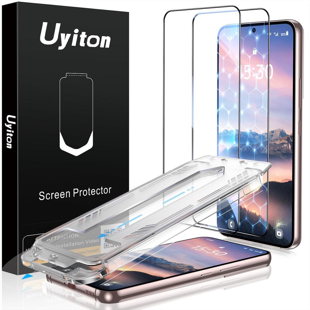 Uyiton UnBreak-Glass for Samsung Galaxy S22 Screen Protector, Ultrasonic Fingerprint Support, Auto-Alignment Frame Scratch-Resistant Bubble-Free S22 Screen Protector( 2 Pack (Clear)