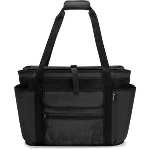 Fasrom XL Beach Tote Bag with Cooler Compartment, Large Mesh Beach Pool Bag with Wet & Dry Separation for Swim, Travel (Black)