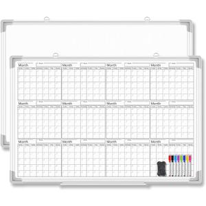 Lincia 36" x 24" Magnetic Horizontal Yearly 12 Month Dry Erase Calendar for Wall 2026 Undated Dry Erase Wall Calendar Planner Aluminum Frame Whiteboard for Home Office Projects Fridge