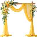 Shillance Yellow Wedding Arch Draping Fabric, 2 Packs 29" x 20FT Sheer Fabric Arch Drapery Curtain Backdrop Ceiling Drapes for Wedding Arbor Ceremony Canopy Birthday Party Decorations
