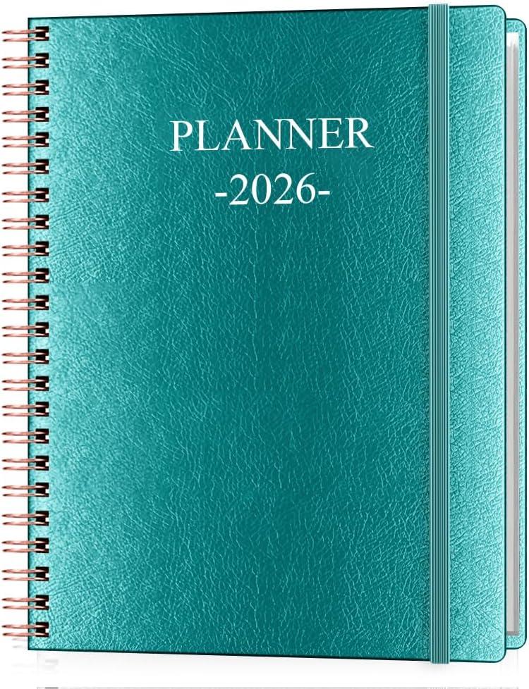 Planner 2026 - Weekly & Monthly Planner Runs from January 2026 to December 2026, 8.5 x 11", 12 Month Tabs, Inner Pocket, PU Leather Cover with Twin-Wire Binding, Monthly Planners 2026, Teal