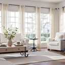 jinchan Linen Curtains Natural Beige 96 inch Extra Long 4 Panels for Bedroom Living Room Divider Sliding Door Patio Light Filtering Farmhouse Floor to Ceiling Drapes Back Tab(38W x 96L, Ecru)