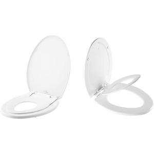 Toilet Seat with Built-In Potty Training Seat, Slow-Close, Removable that will Never Loosen, Elongated, White