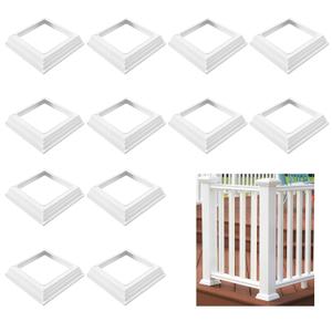 12 Pcs Vinyl Post Skirt, 4x4 Inch White Column Wraps for Wood Vinyl Post, Stair Rails, Fence Deck Stairs Rails