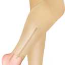 Truform Zipper Compression Stockings, 15-20 mmHg, Medical Thigh Length Leg Sleeve for Women and Men, Footless, Beige, Medium