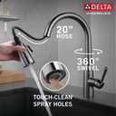 Delta Essa Brushed Nickel Kitchen Faucet with Pull Down Sprayer, Modern Single Hole Kitchen Sink Faucet, Single Handle, Arctic Stainless 9113-AR-DST