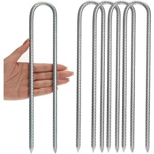 Ground Stakes Galvanized Steel Rebar Stakes Heavy Duty U Shaped Trampoline Stake Ground Anchors Pegs 12inch 4 Pack
