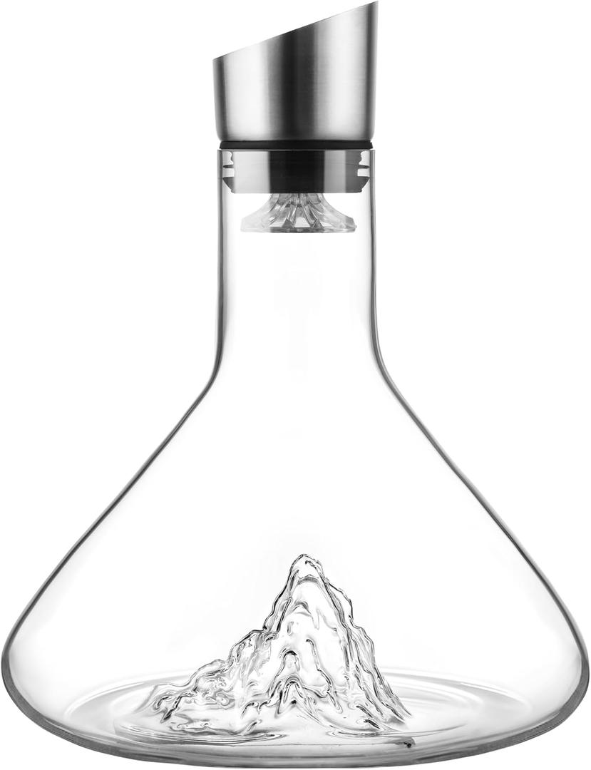 Wine Decanter, Wine Carafe, Red Wine Decanter,100% Lead-free Crystal Glass, Wine Hand-held Aerator, Wine Gift, Wine Accessories (40.6 Ounces)