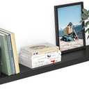 Ballucci Floating Shelf, 48" Wood Wall Shelf with Invisible Brackets for Bathroom, Living Room, Bedroom, Kitchen, Nursery, 8" Deep, Black (48" - 1 Piece)