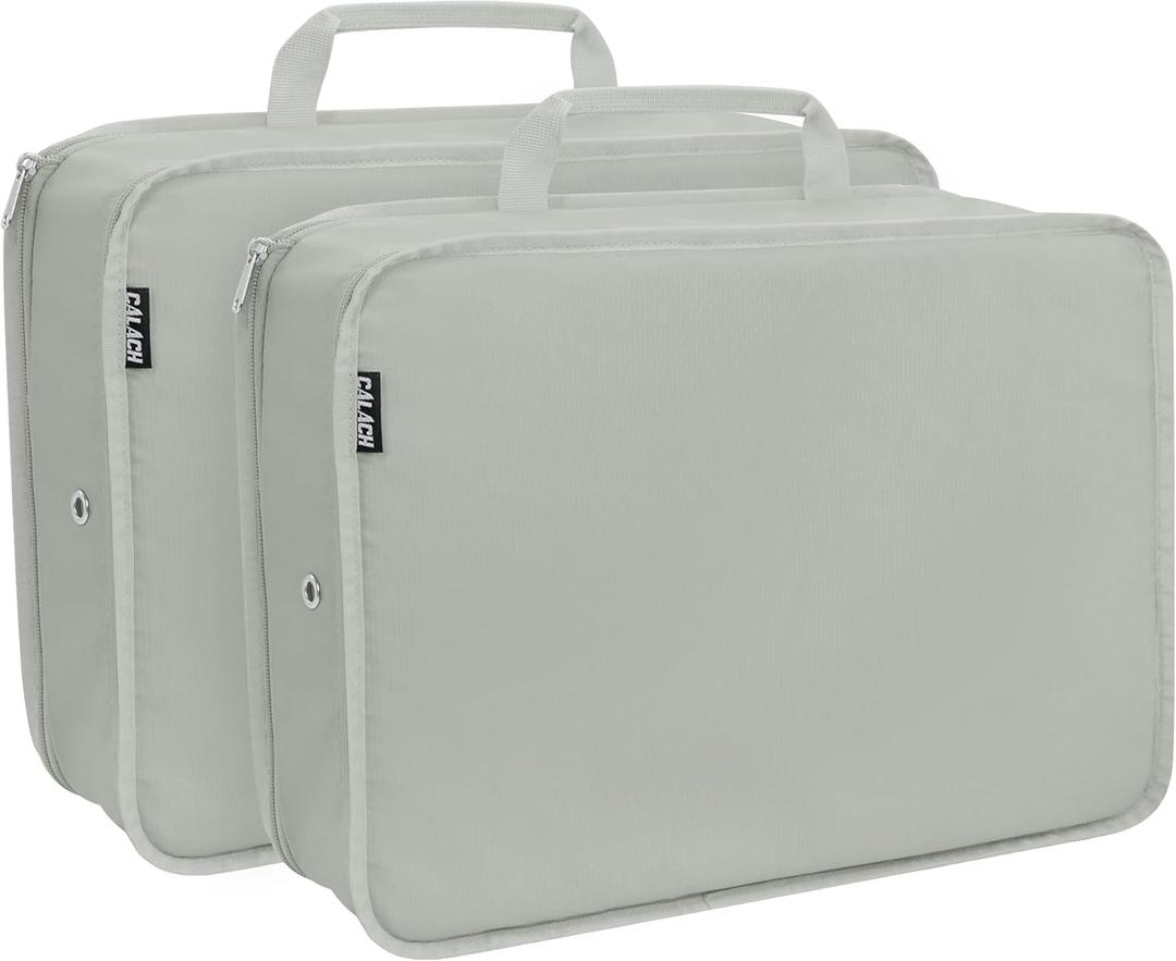 Compression Packing Cubes for Travel Essentials, 2 Pack Expandable Travel Cubes for Packing Bags Suitcase Organizer, Grey (Large)