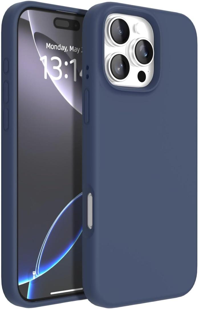 IAIYOXI Designed for iPhone 16 Pro Max 6.9", Premium Liquid Silicone Case with Soft Anti-Scratch Microfiber Lining, Shockproof Protective Slim Phone Case for Men Women Girls, Dark Blue