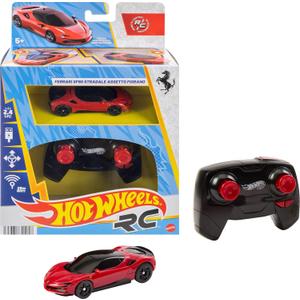 Hot Wheels RC Toy Car, Remote-Control Ferrari SF90 Stradale Assetto Fiorano in 1:64 Scale, Race On- and Off- Track, Booster Button for Speed
