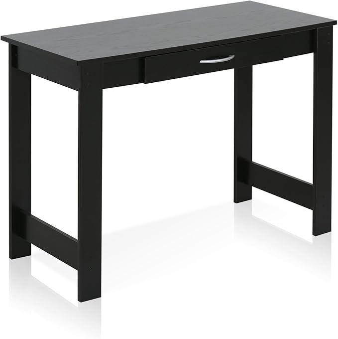 FURINNO Jaya Writing Desk For Residential Use With DrawerBlack, Blackwood, Large 40 x 20 in, Black