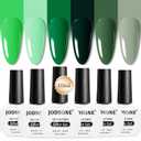 JODSONE 10ml Green Gel Nail Polish 6Pcs Gel Nail Polish Set All Seasons Neutral Soak off U V Lamp Manicure Set for Nail Art Collection St. Patrick's Day Gift for Her