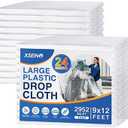 24 Pack 12 x 9 ft 0.4 MIL Large Painters Plastic Drop Cloth Painting Sheet-Light & Durable Dust Cover-Clear Plastic Sheet-Plastic Sheeting-Plastic Cover-Paint Drop Cloth- Plastic Floor Protector
