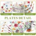 400 Pcs Wild Floral Disposable Paper Plates Napkins Cups Serve 50 Watercolor Floral Tableware Set for Spring Wedding Tea Party Decoration Bridal Shower Baby Shower(Cute Color,Novel Style)