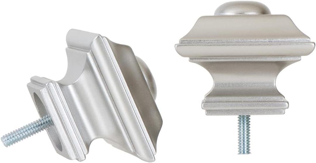 Ivilon Square Finials for Curtain Rods of 1 and 1-1/8 Inch Diameter Color Satin Nickel