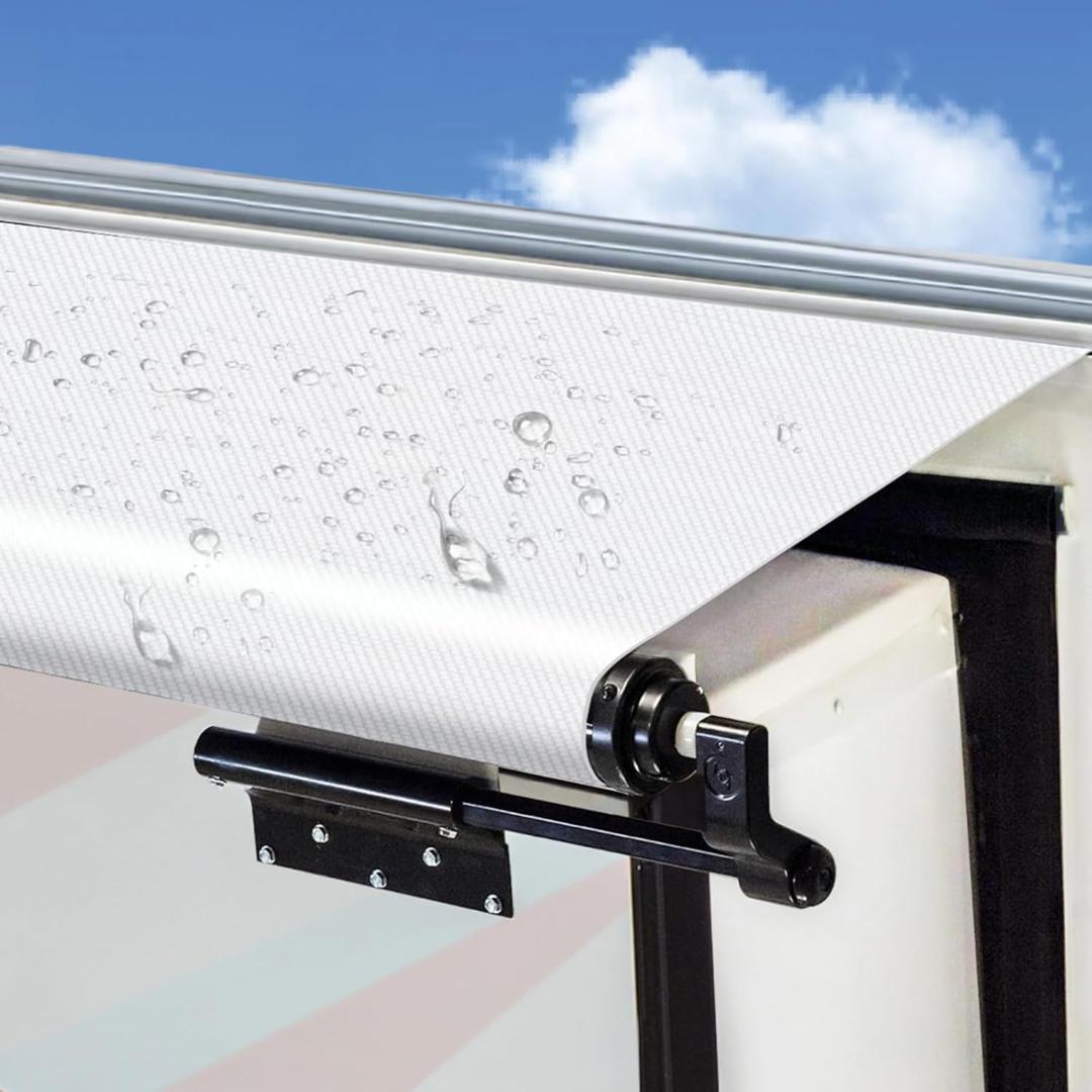 RV Slide Out Awning Fabric Replacement - Universal and Weather Resistant Slide Topper Canopy for 5th Wheel RVs, Motorhomes, and Trailers (140'' Fabric Only, White)