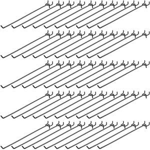 Shimeyao 100 Pcs Peg Board Shelving Hooks Stainless Steel Hanging Board Pegs Wall Display Hooks Bulk for 1/8 1/4 Garage Storage Organizer Accessories(12 Inch,Black)