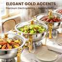 7QT Round Chafing Dishes for Buffet, 2 Pack Gold Chafer Set