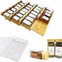 Spice Drawer Organizer with 28 Bamboo-lidded Spice Jars and 216 Labels,Non-slip Rubber, Bamboo 4 Tier Spice Racks Tray Seasoning Containers for Kitchen Drawers,Cabinets,13" Wide * 15.8" Deep