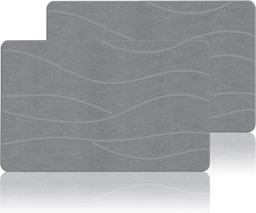 2 Pack Extra Large Stone Bath Mat, 32''x20'' Stone Shower Mat, 31.5" x 19.7"