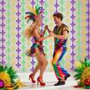 Mardi Gras Tinsel Backdrop 2 Pack Mardi Gras Metallic Fringe Curtain Purple Gold Green Color Foil Backdrop Party Streamer Mardi Gras Photo Booth Props for Carnival Bithday Party Decoration, 3.3x6.6ft