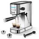 ILAVIE 20Bar Espresso Machine, With Milk Frother Steam Wand, 1000ML Removable Water Tank, Ideal for Cappuccino, Latte and Espresso, for Home Use, Silver